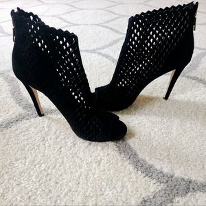 Ivanka Trump Black Suede Cage Heels 8.5